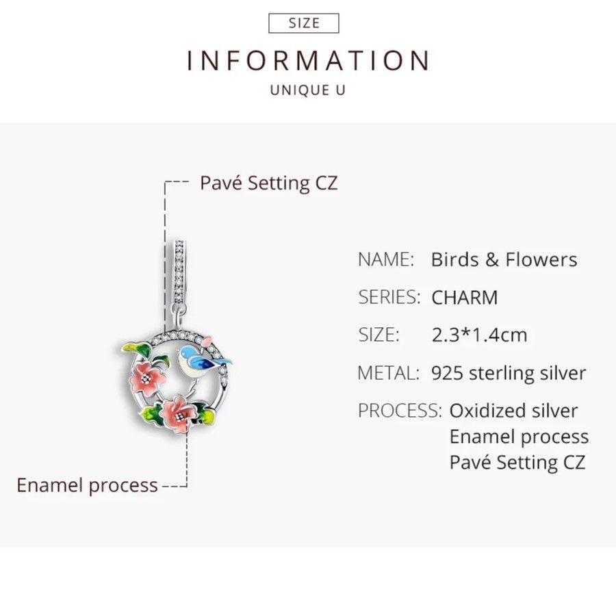 Charm Dije Plata Pajarito Ave de la Suerte-5