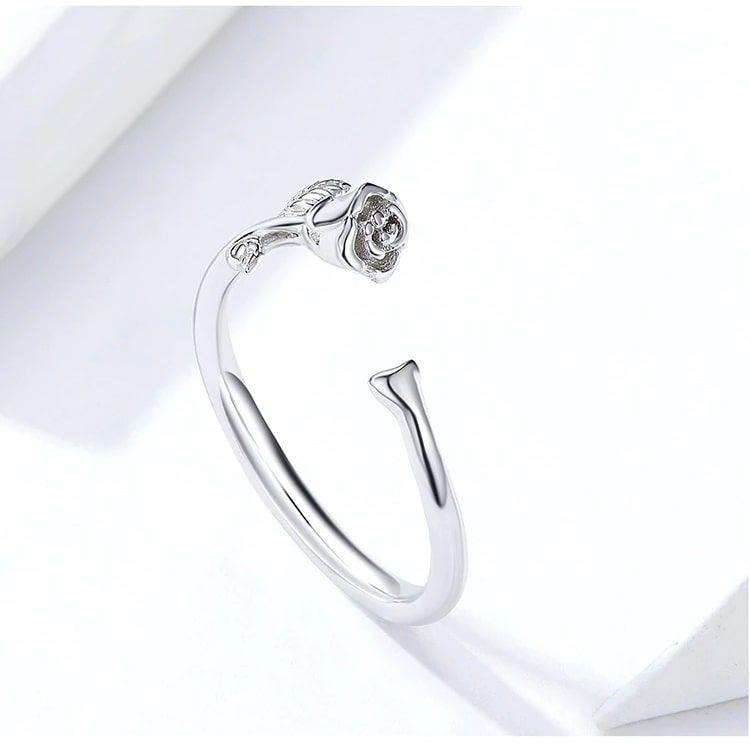 Anillo Plata 925 Rosa Plateada Ajustable -4