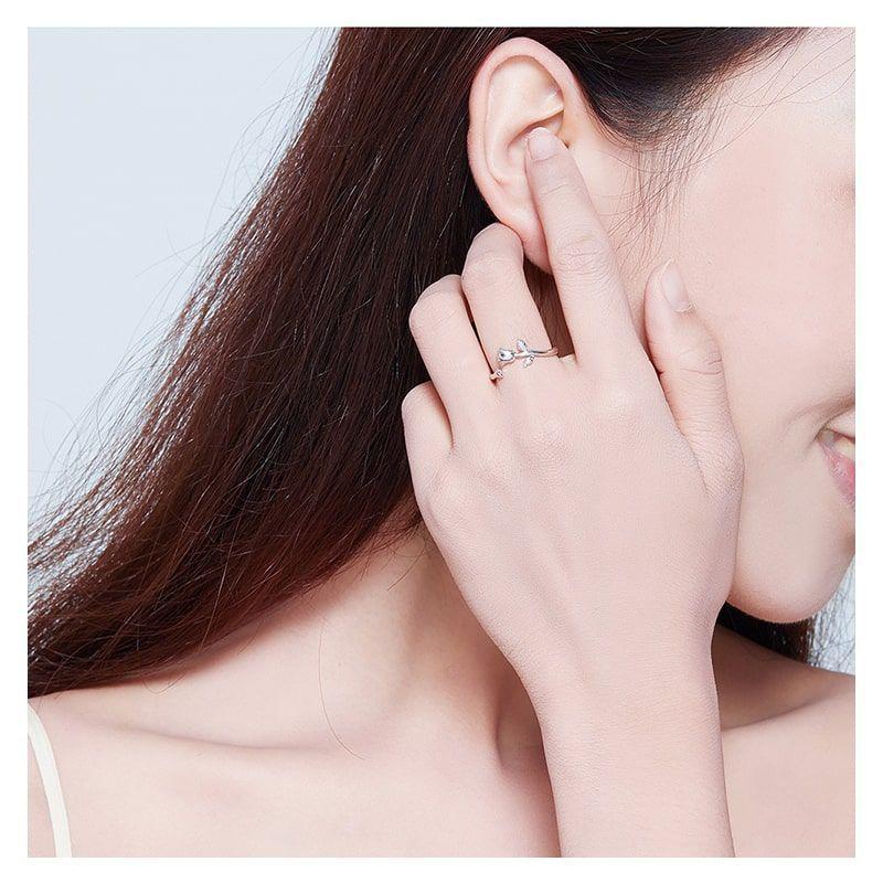 Anillo Plata 925 Rosa Plateada Ajustable -6