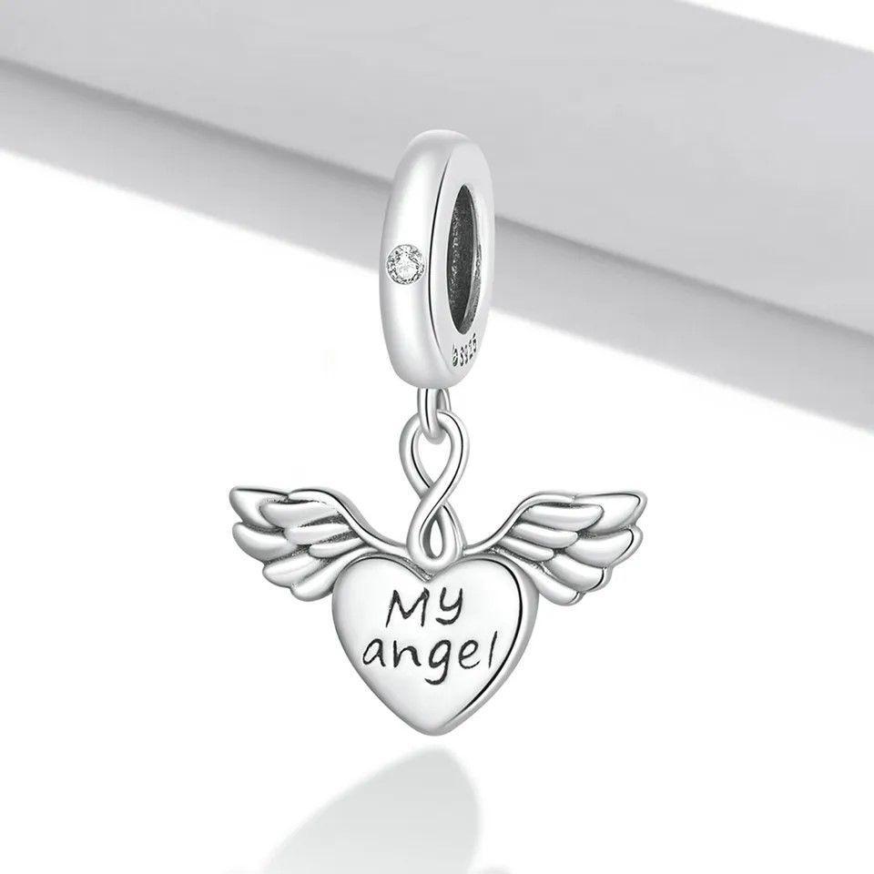 Charm Dije Plata 925 Corazon Alas My Angel-4