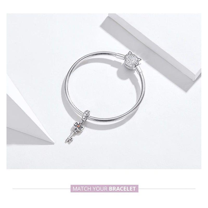 Charm Dije Plata 925 Llave Elegante-2