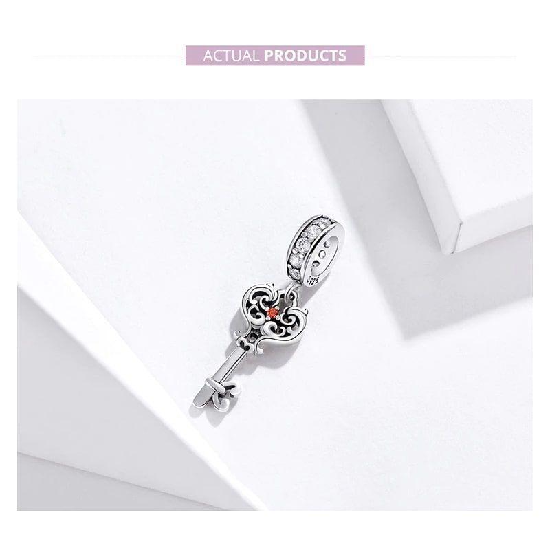 Charm Dije Plata 925 Llave Elegante-3