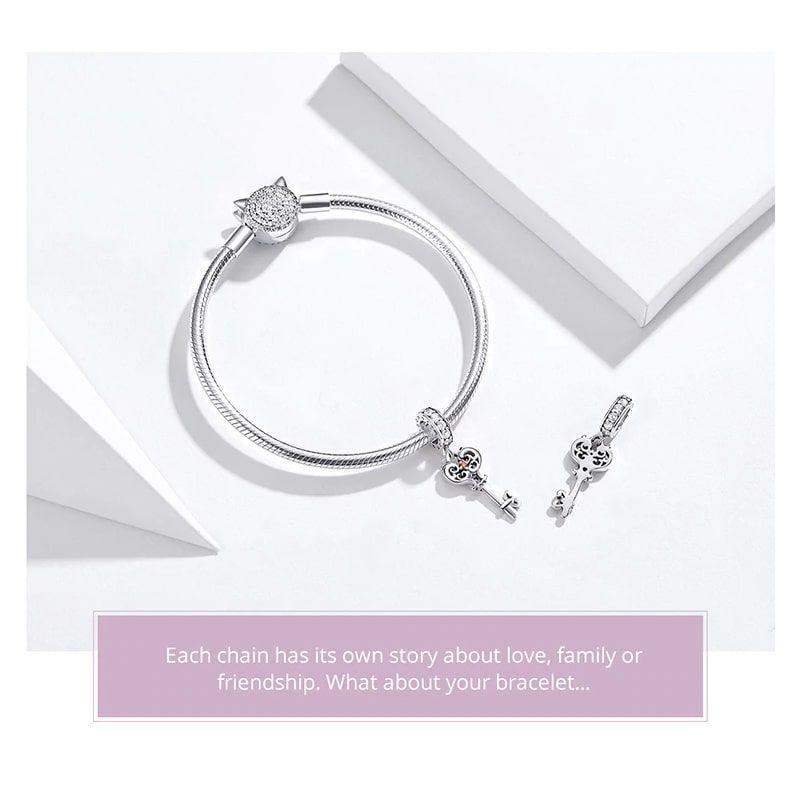 Charm Dije Plata 925 Llave Elegante-4
