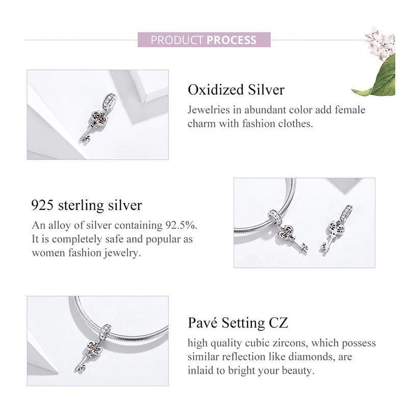 Charm Dije Plata 925 Llave Elegante-5