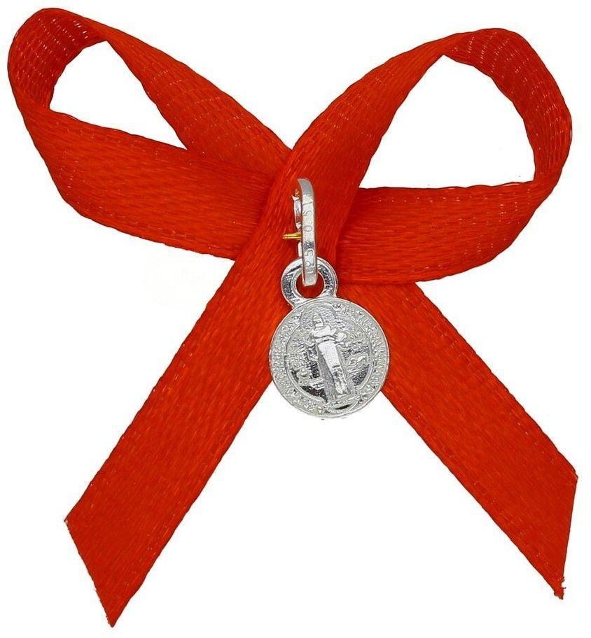 Medalla Plata 925 San Benito Bebe Cinta Roja-2