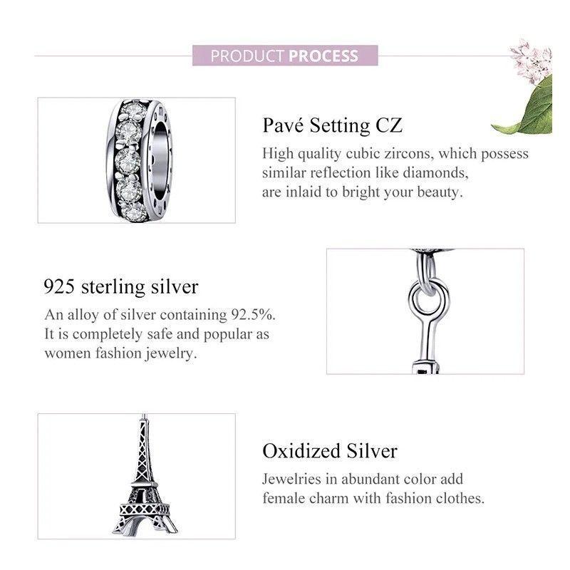 Charm Dije Plata 925 Torre Eiffel Circones-5