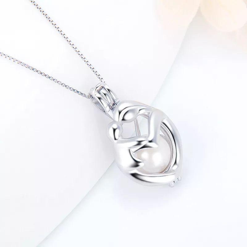 Collar Plata 925 Ovalo Mama Hijo Perla-2