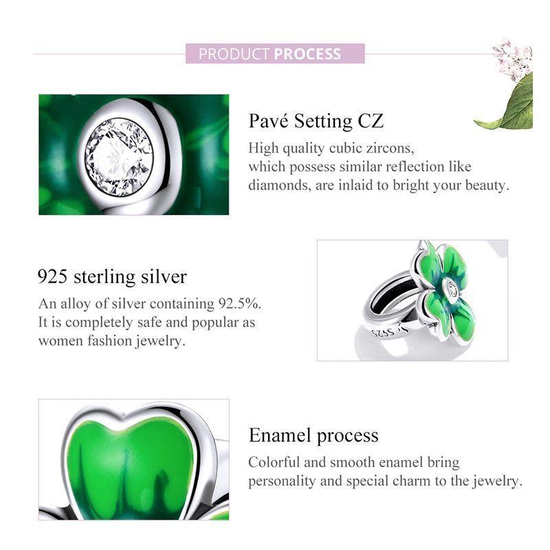 Charm Dije Plata 925 Trebol Verde 688-2