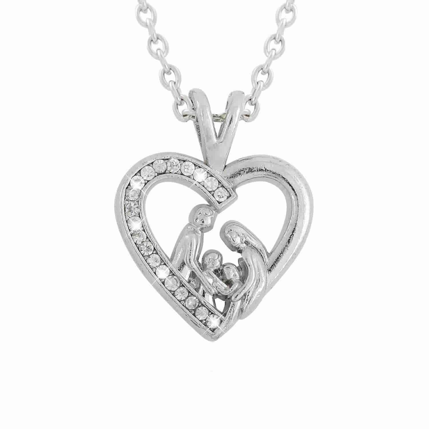 Collar Corazon Amor de Familia Plateado -0