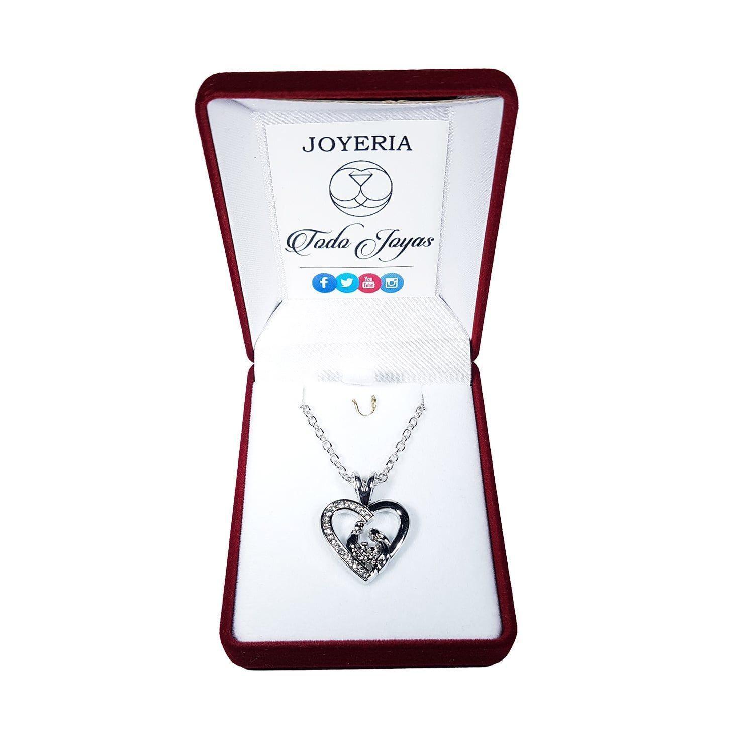 Collar Corazon Amor de Familia Plateado -1