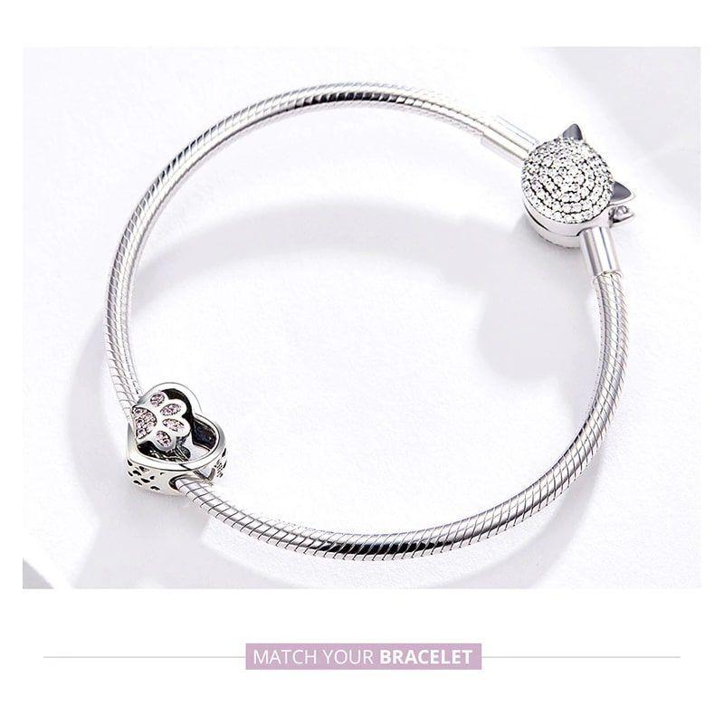 Charm Dije Plata 925 Corazon Patita Rosa Mascota-2