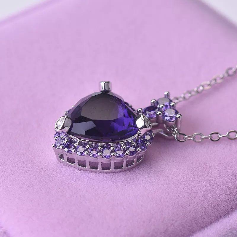 Collar Corazon Cristal Morado-4