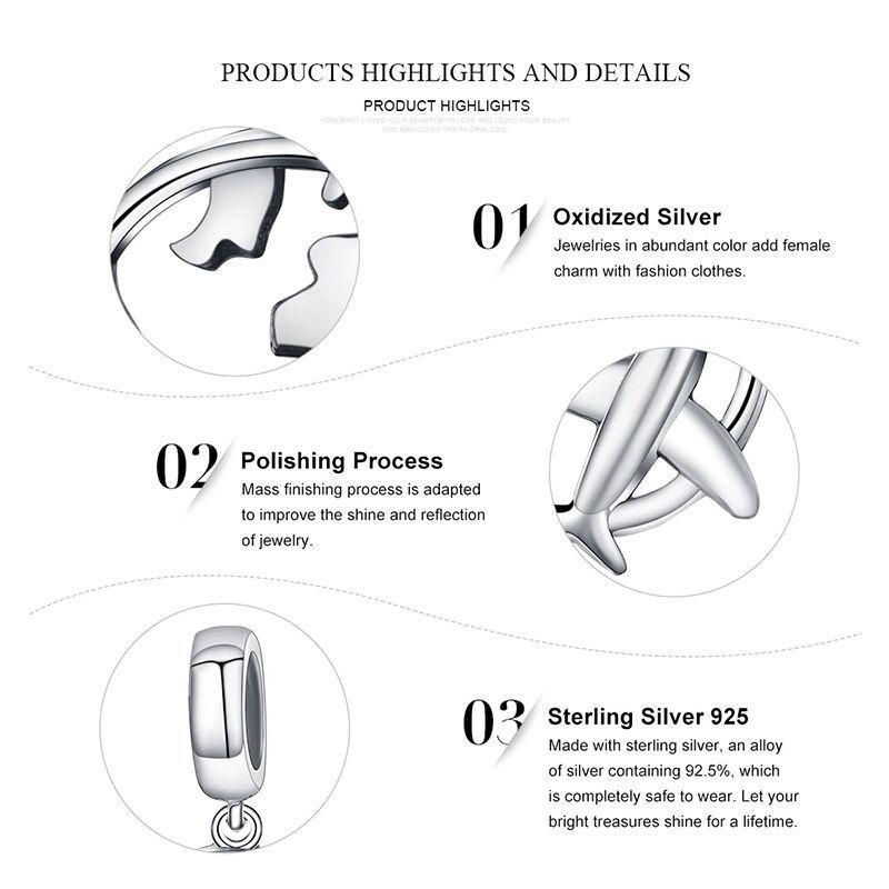 Charm Dije Plata 925 Avion Planeta-2