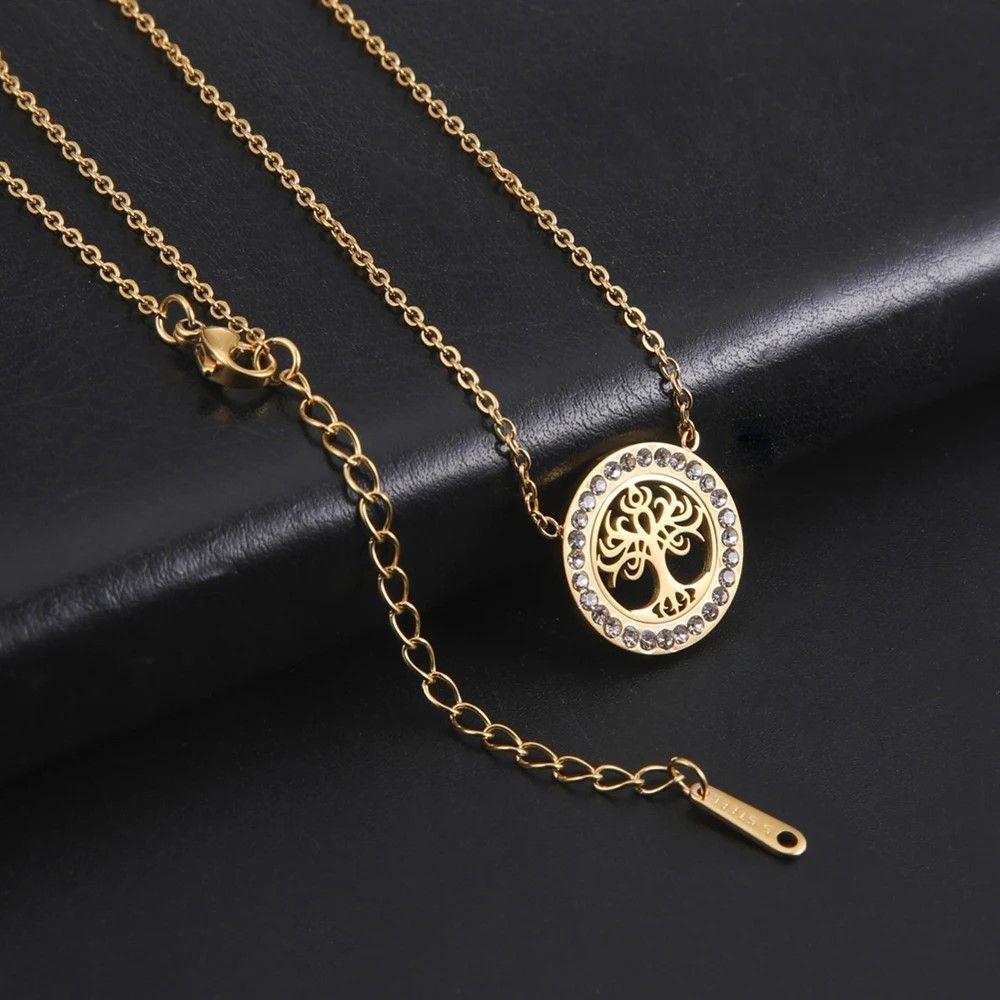 Collar Árbol de la vida con Circones Dorado Acero-5