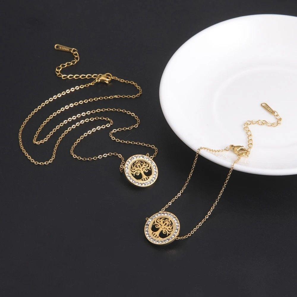 Collar Árbol de la vida con Circones Dorado Acero-7