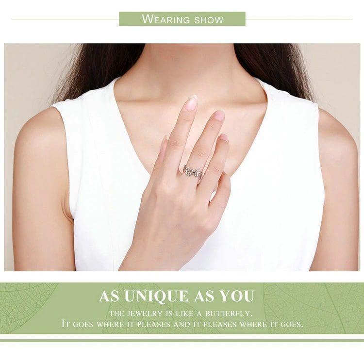 Anillo Plata 925 Patitas Perrito Ajustable -2