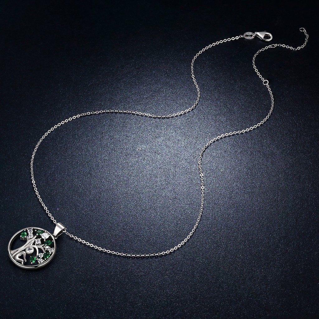 Collar Plata 925 Arbol de la Vida Circones Verdes -5