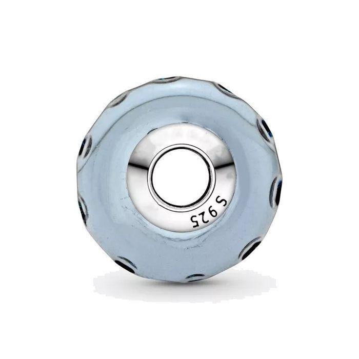 Charm Dije Plata 925 Cristal Murano Azul -2