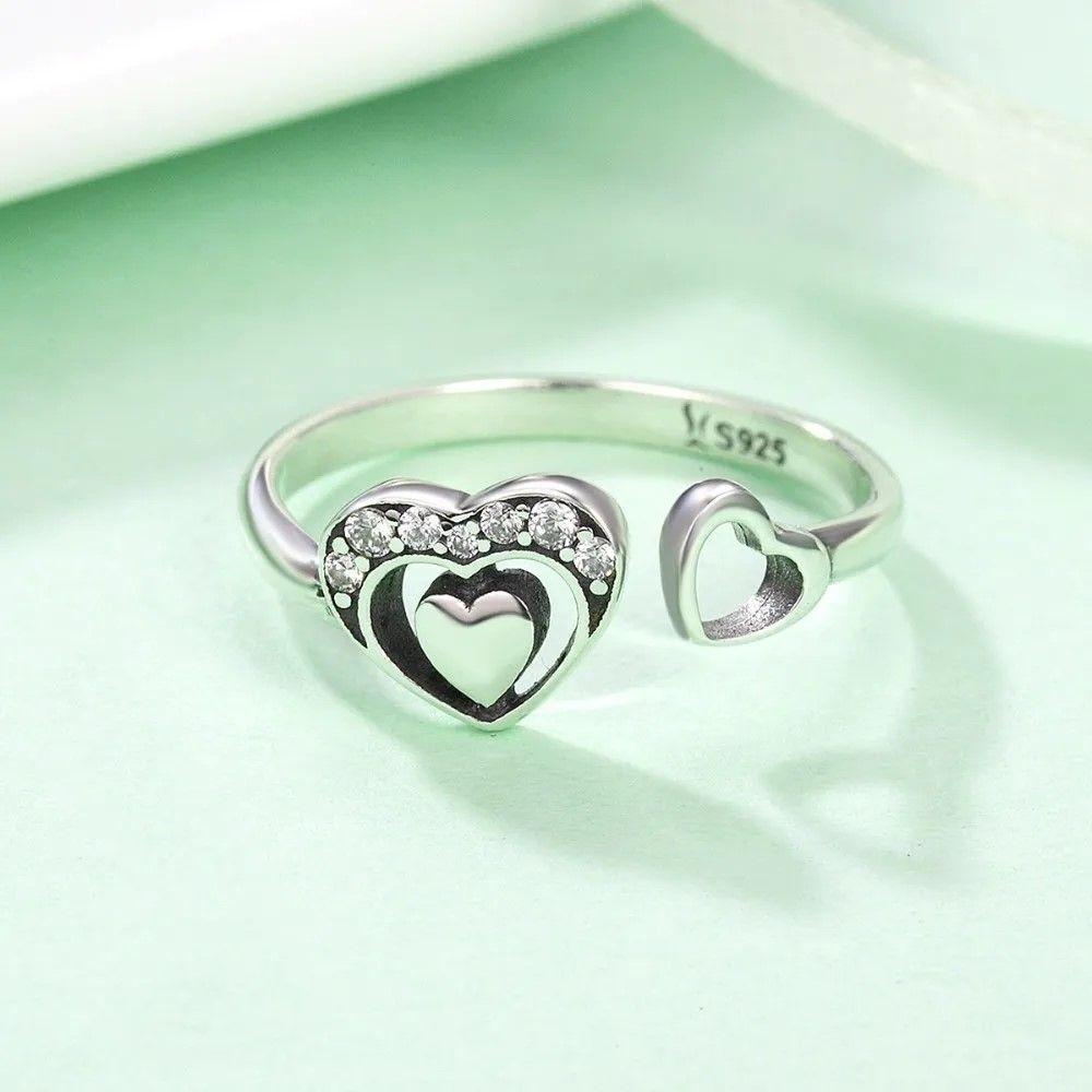 Anillo Plata 925 Corazon en Corazon -5