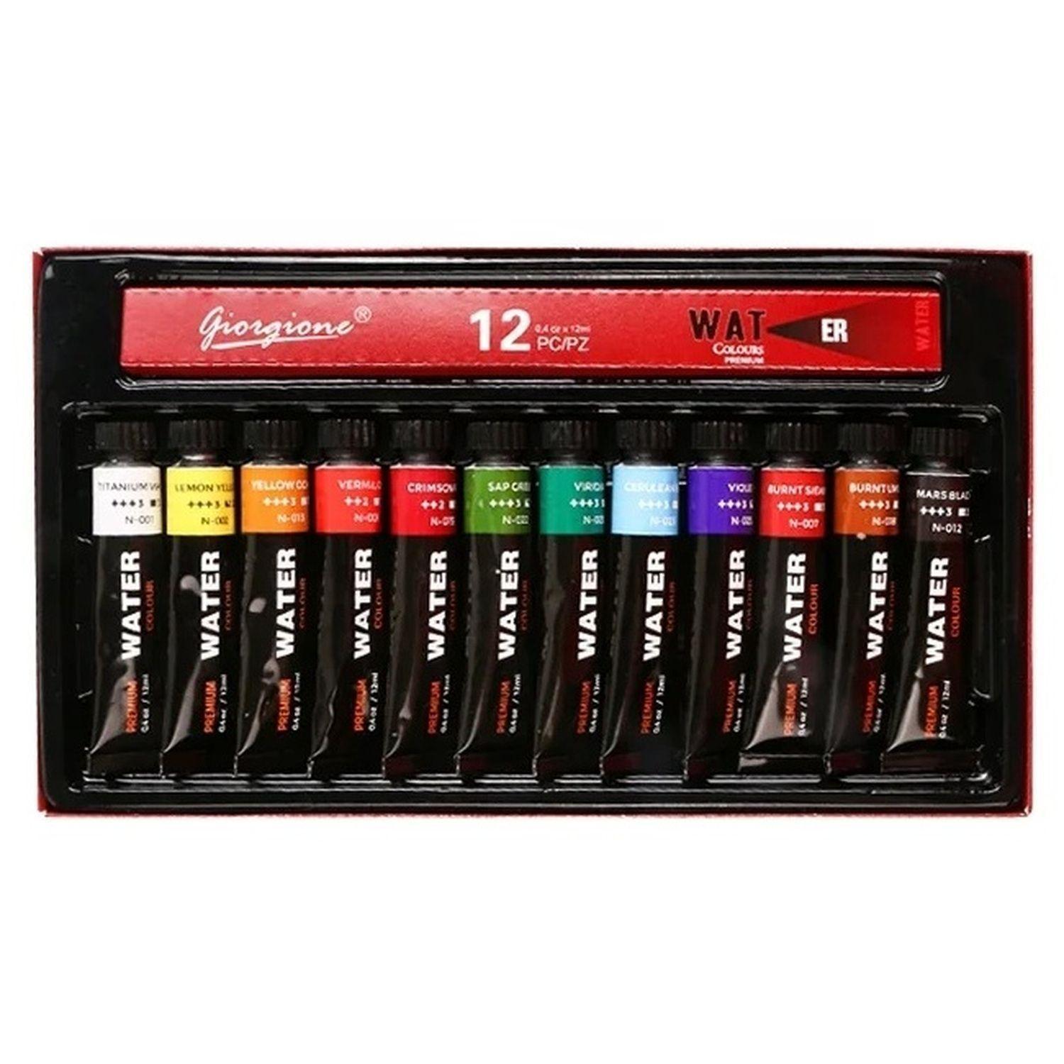 Set 12 Acuarelas en Tubo Giorgione G-WC1201 de 12 ml-0