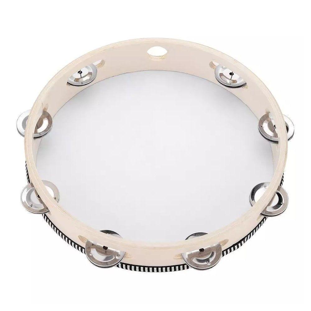 Pandero Madera Con Parche 10” Sonajas Metal-3