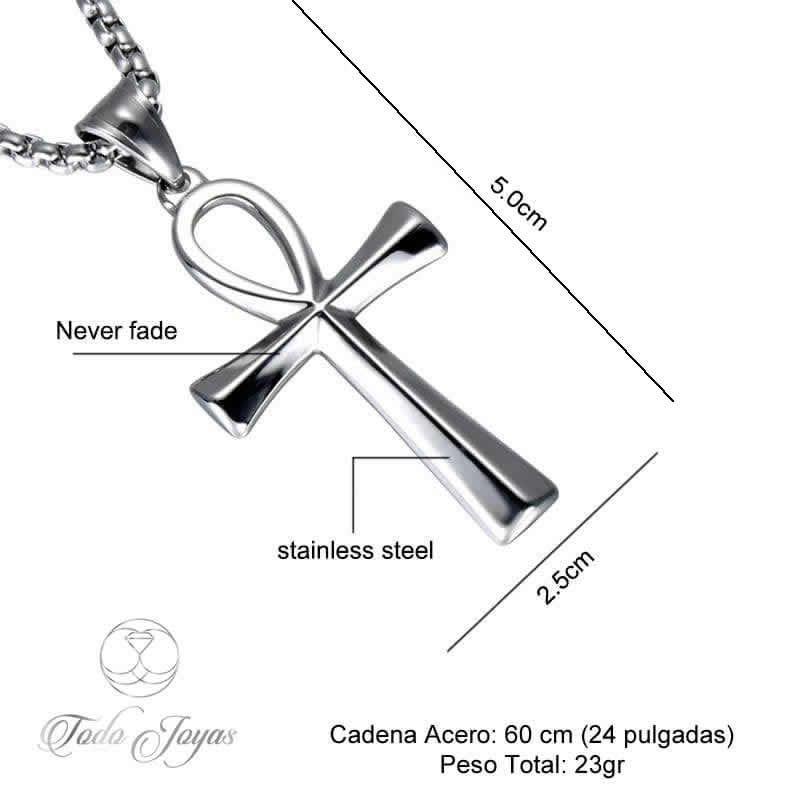 Cruz Egipcia Ankh Acero 316 L 50mm + Cadena 60cm -3