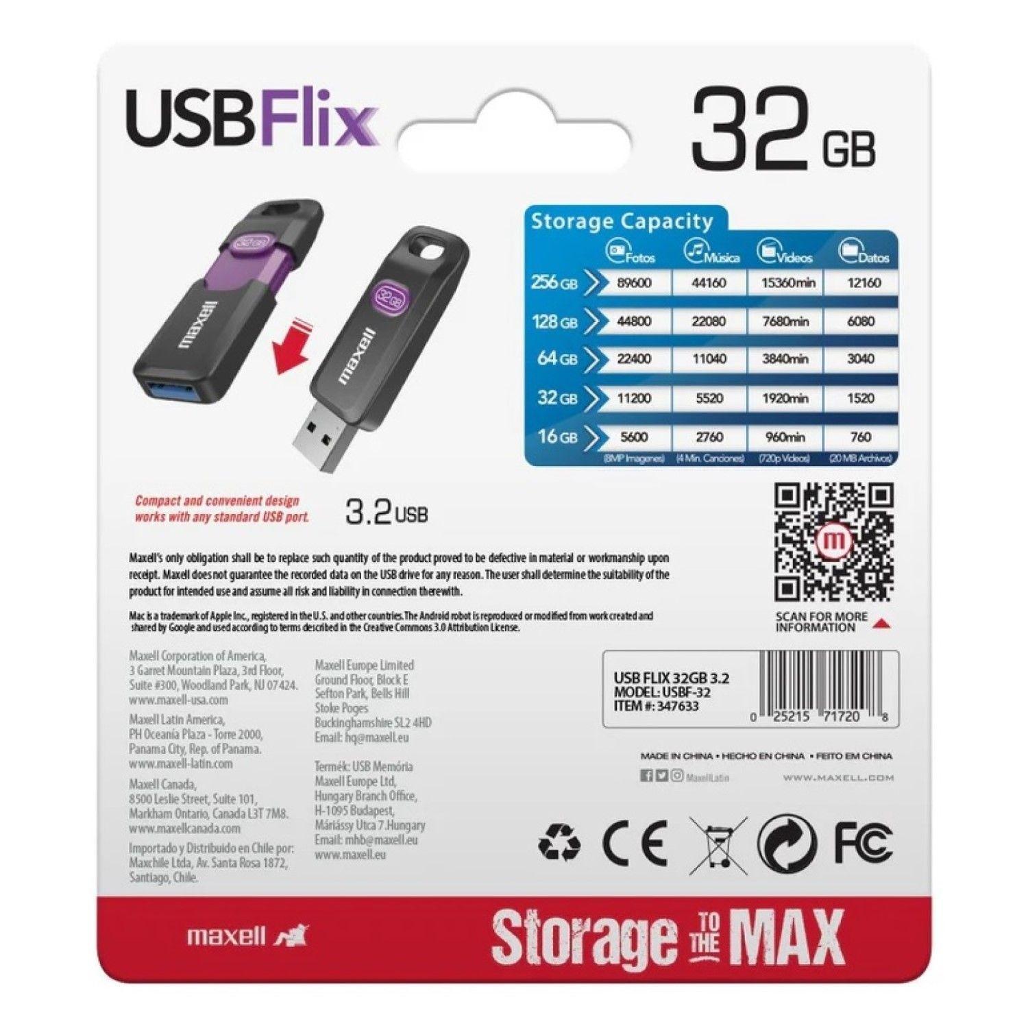 Pendrive 32GB Maxell USBFlix 3.2-4