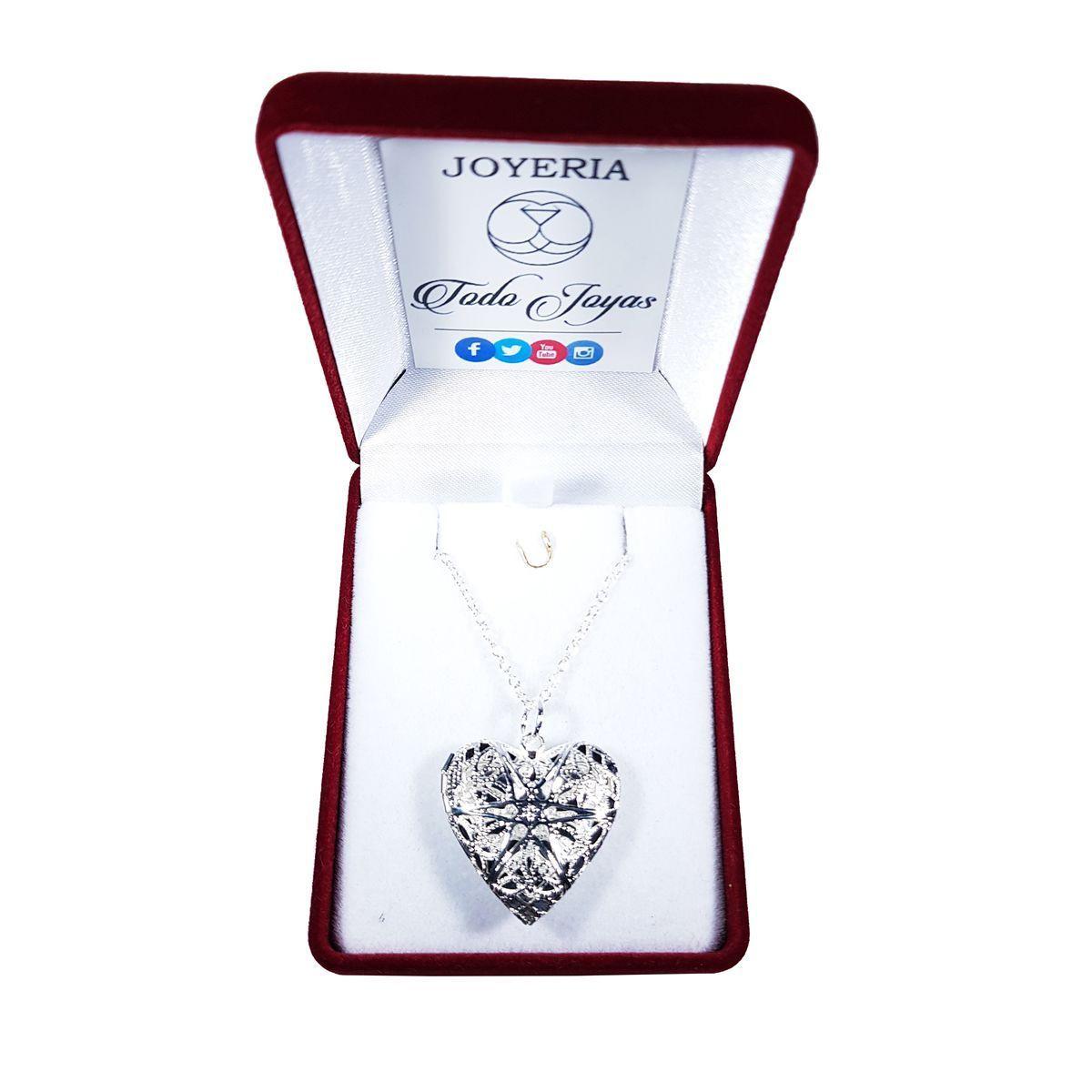 Collar Relicario Corazon Plateado-3