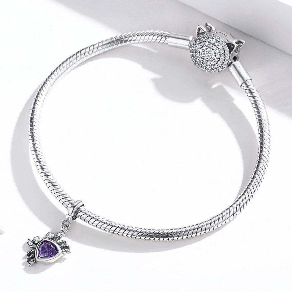 Charm Dije Plata 925 Cangrejo Morado-2