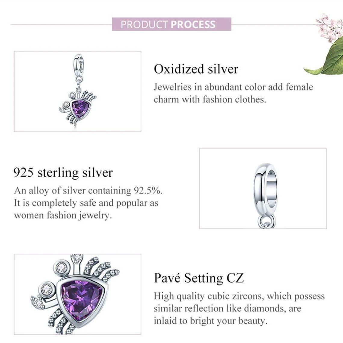 Charm Dije Plata 925 Cangrejo Morado-3