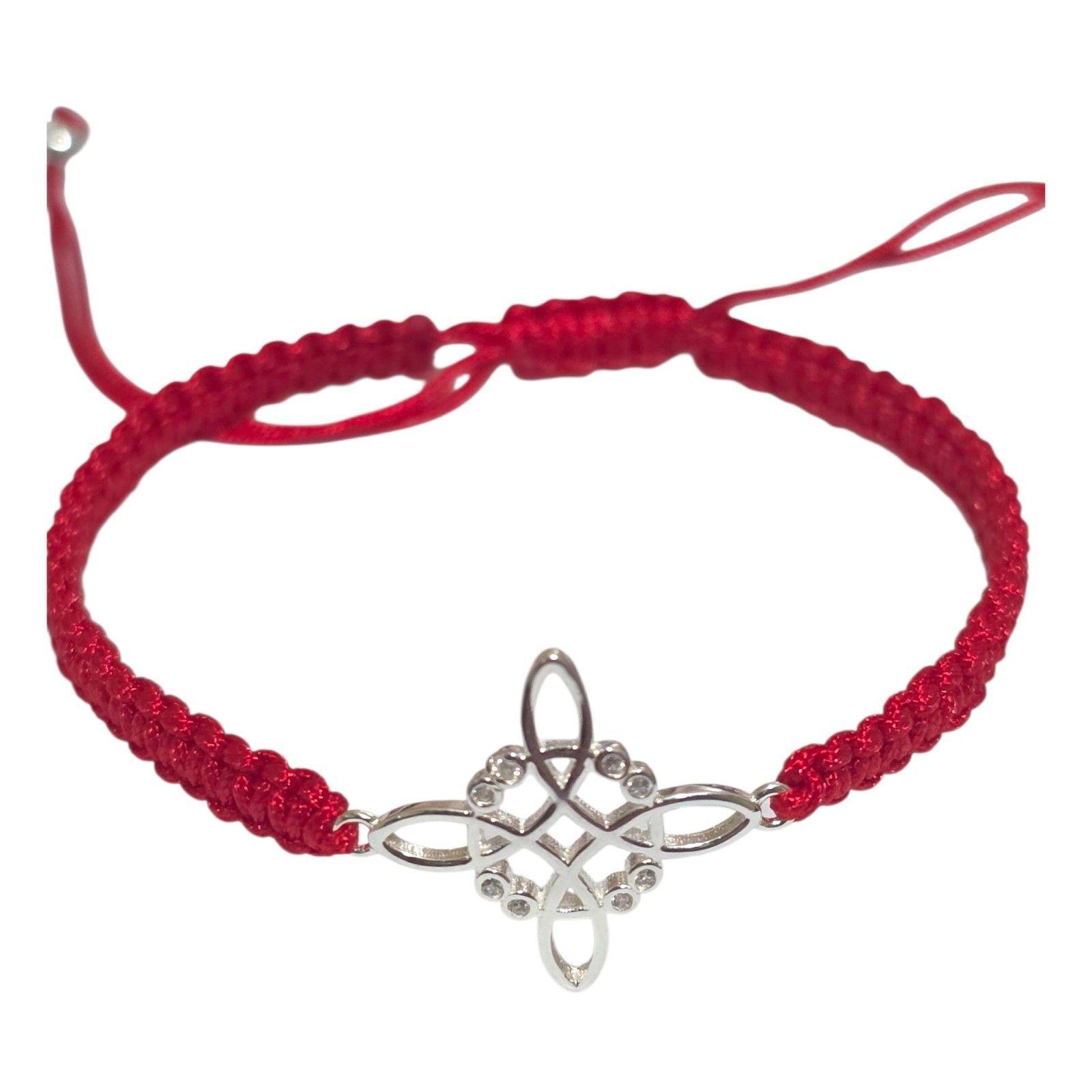 Pulsera Plata 925 Nudo de Bruja Hilo Rojo Circones Trenzado-3