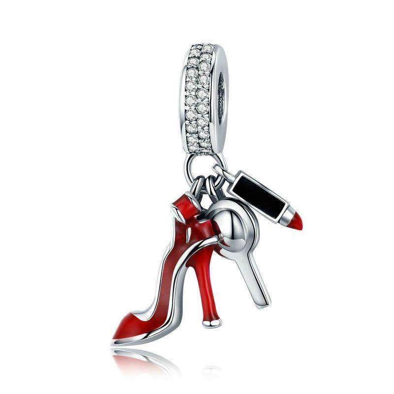 Charm Dije Plata 925 Tacon Rojo Alto-0