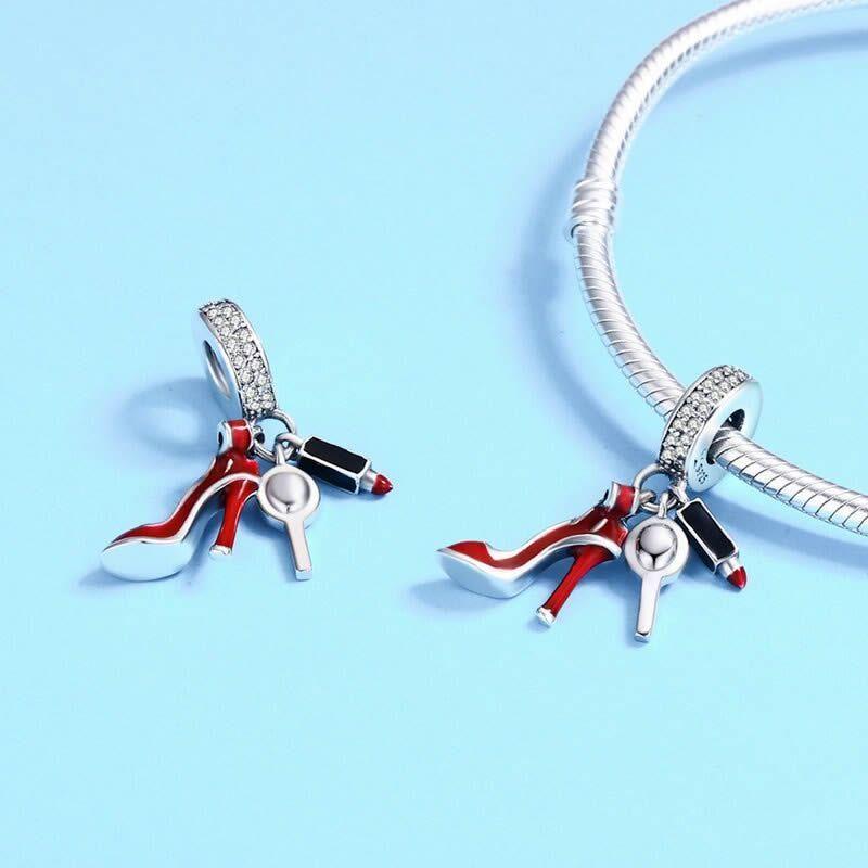 Charm Dije Plata 925 Tacon Rojo Alto-2