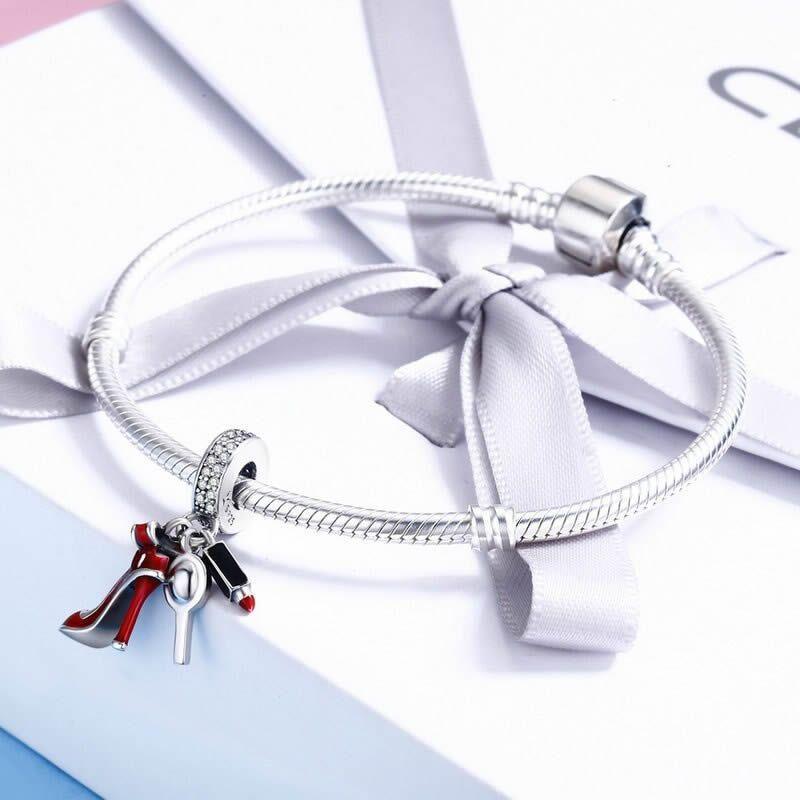 Charm Dije Plata 925 Tacon Rojo Alto-3