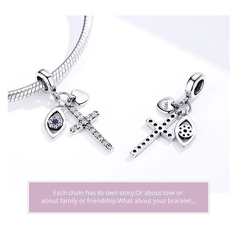 Charm Dije Plata 925 Cruz Ojo Turco-2
