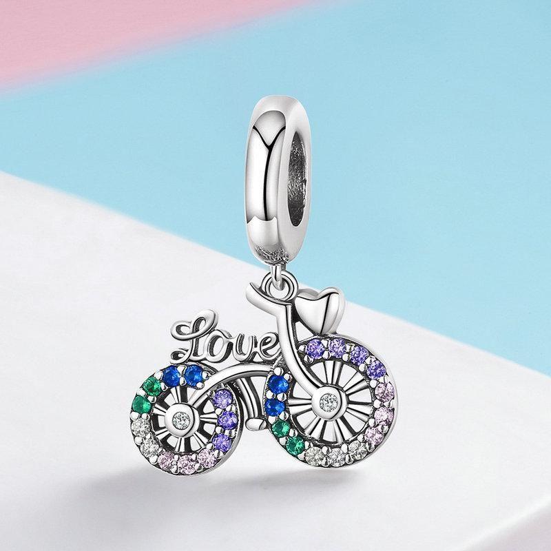 Charm Dije Plata 925 Bicicleta Love Multicolor-3