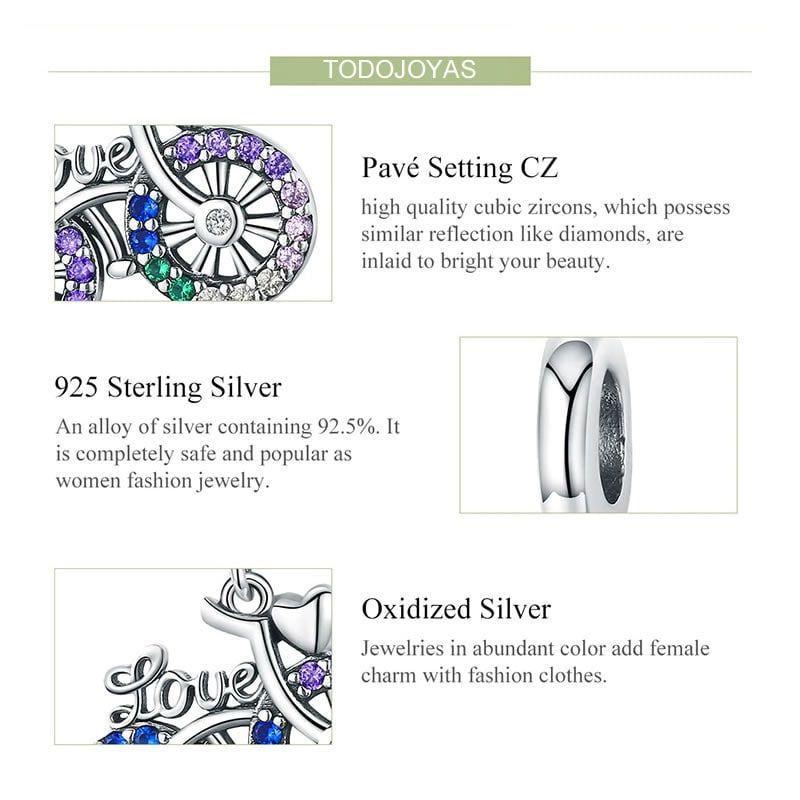 Charm Dije Plata 925 Bicicleta Love Multicolor-4