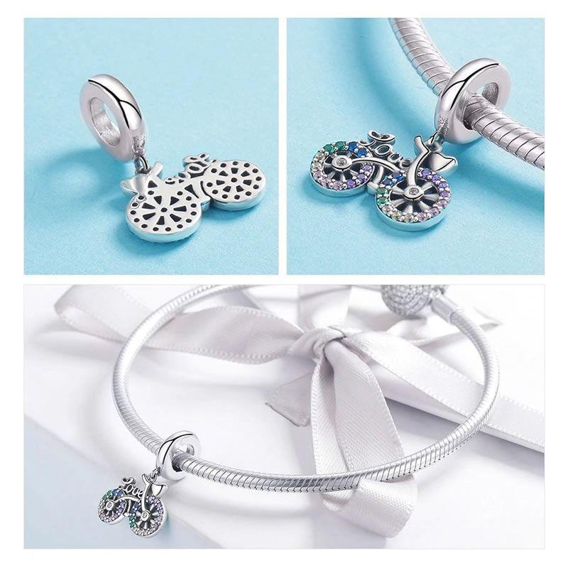 Charm Dije Plata 925 Bicicleta Love Multicolor-5