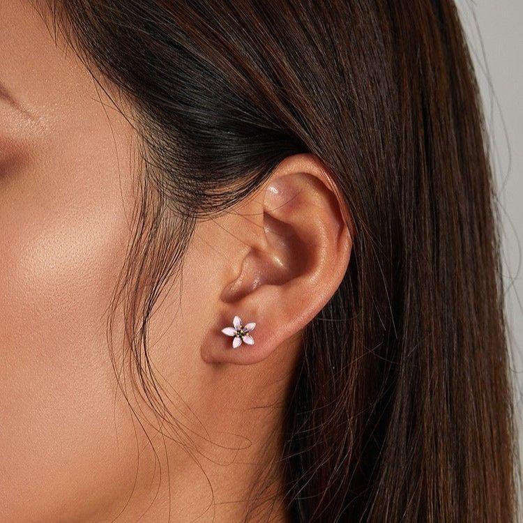 Aros Plata 925 Flor de Cerezo-4