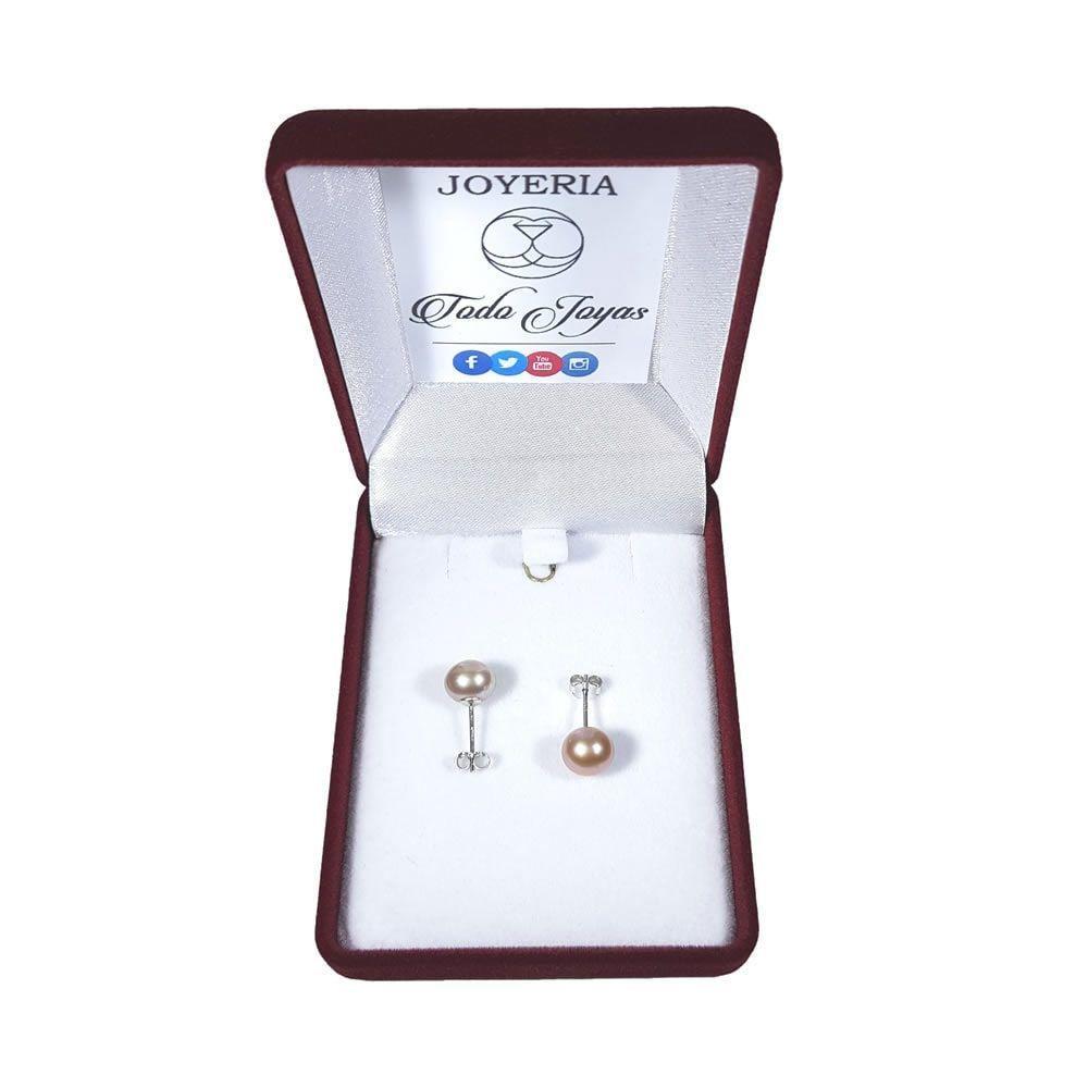 Aros Perla Natural Pasador Plata 925 Morado-1