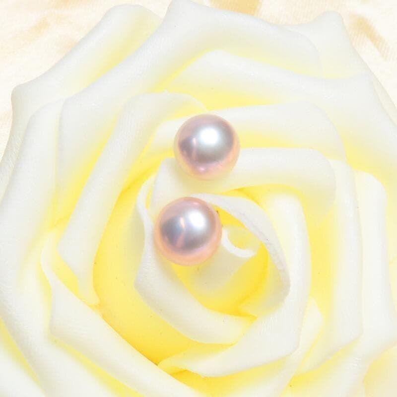 Aros Perla Natural Pasador Plata 925 Morado-2