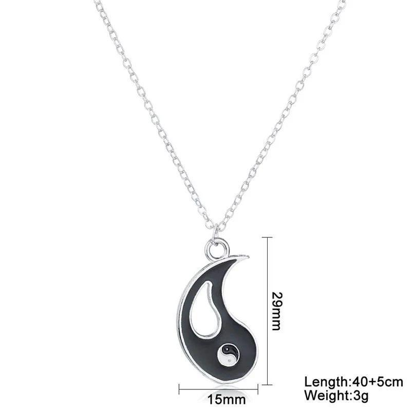 Collar Yin Yang Pareja Negro Blanco-2