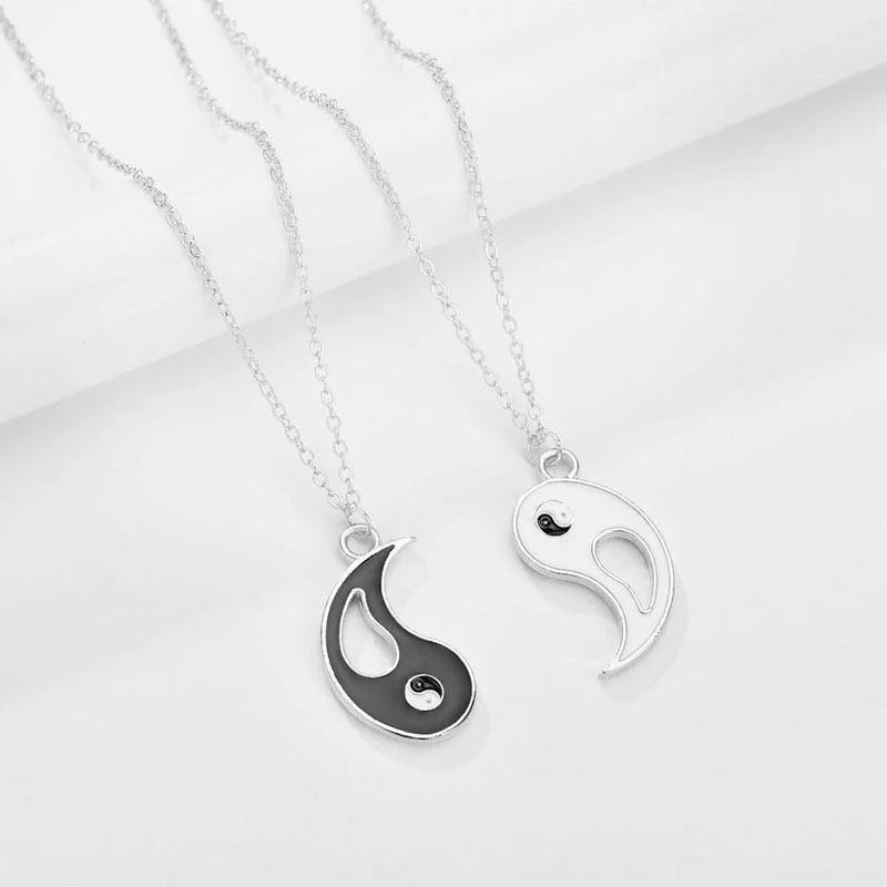 Collar Yin Yang Pareja Negro Blanco-4
