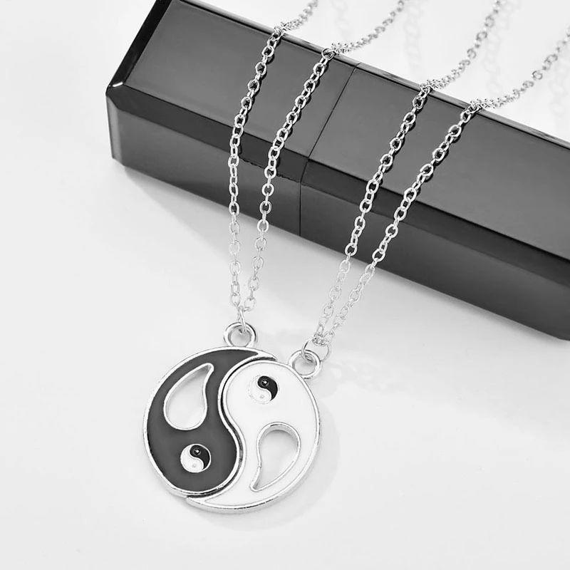 Collar Yin Yang Pareja Negro Blanco-5