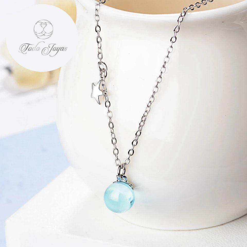 Collar Colgante Planeta y Estrella Plateado-2