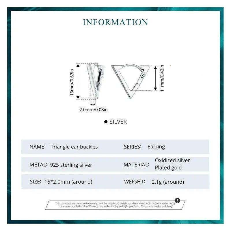 Aros Plata 925 Argolla Triangulo Plateado-5