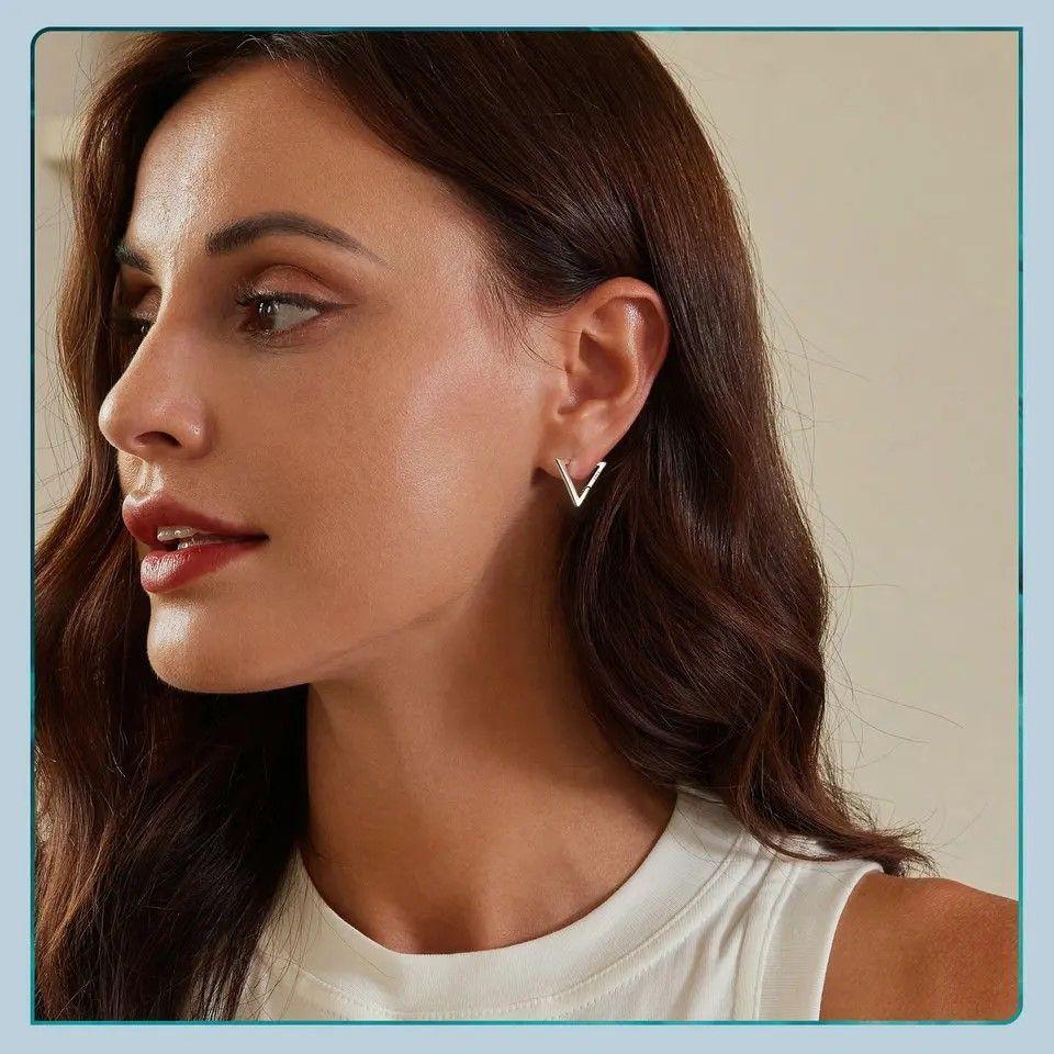 Aros Plata 925 Argolla Triangulo Plateado-6