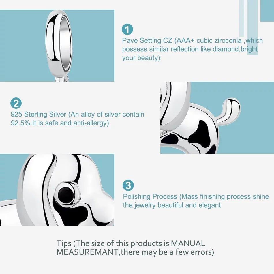 Charm Dije Plata 925 Perro Manchas-4