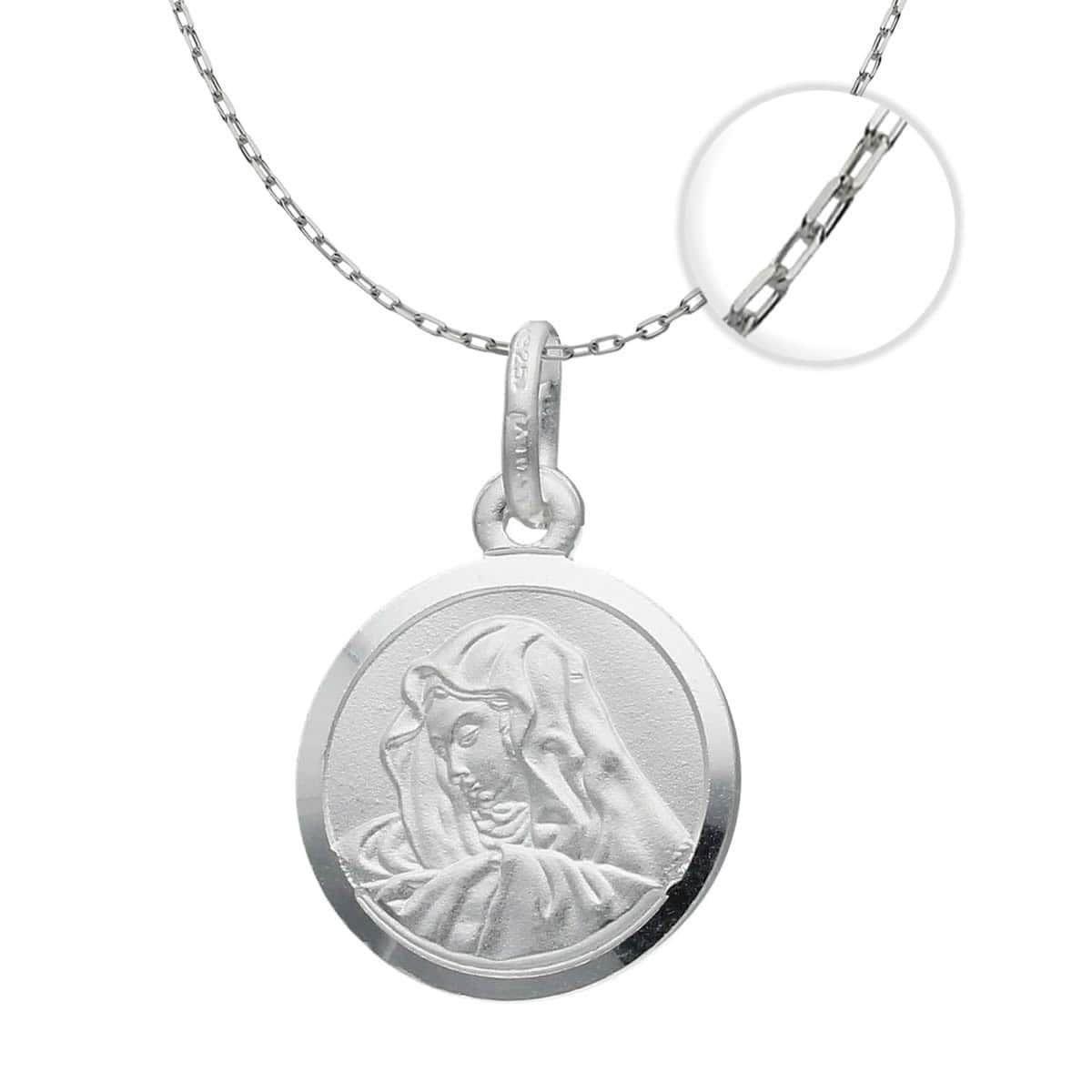 Collar Medalla Virgen Maria Plata 925-0