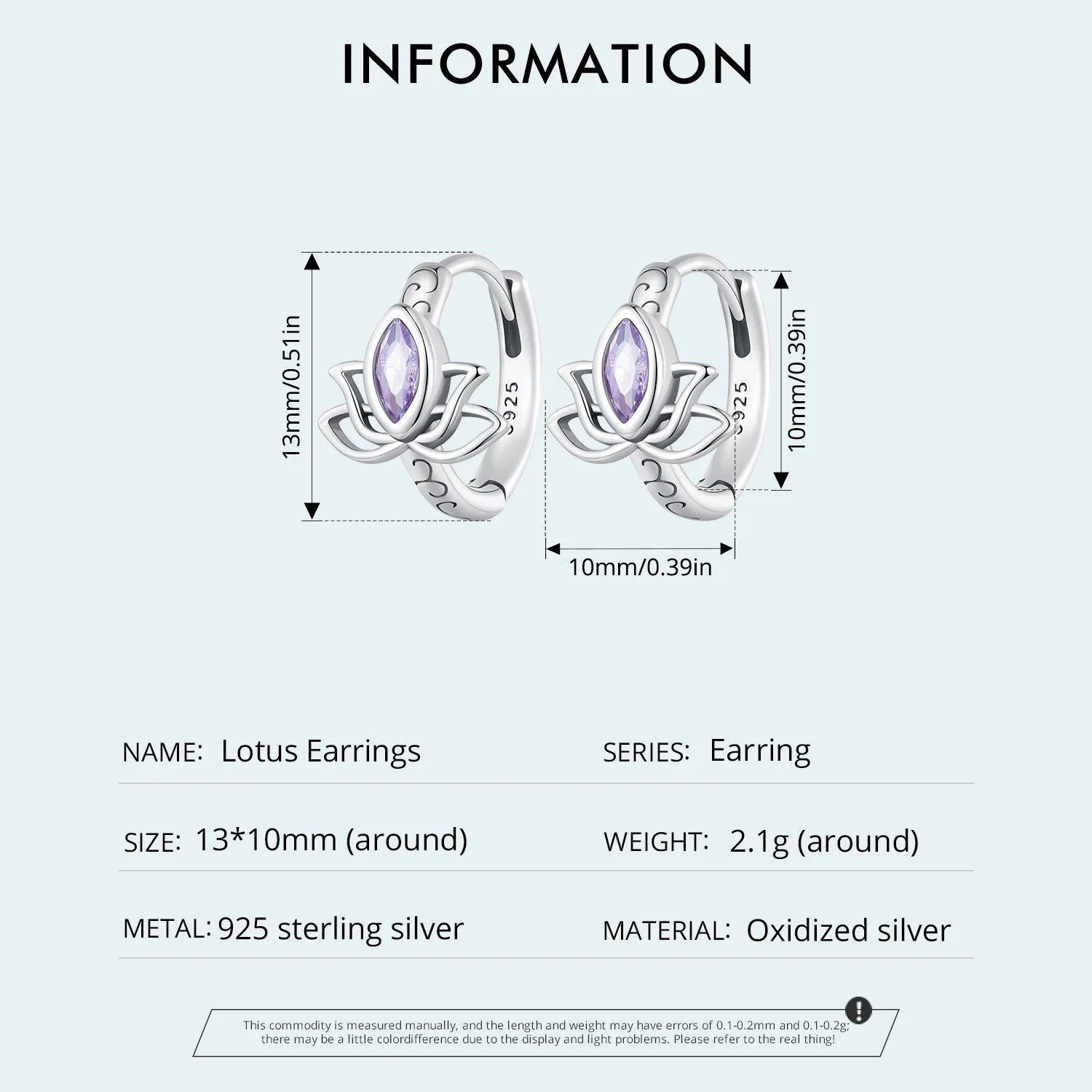 Aros Plata 925 Argollas Huggies Flor de Loto-5